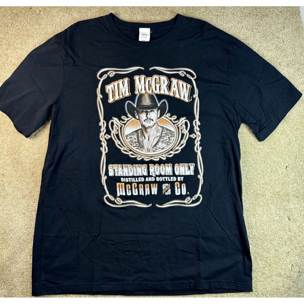 Tim McGraw Tour T-Shirt Black 2024 Standing Room Only Tour Dates 2 Sided XL